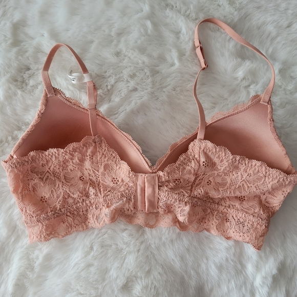 🌺AERIE REAL HAPPY WIRELESS LIGHTLY LINED LACE BRA SIZE 32C - Picture 8 of 10